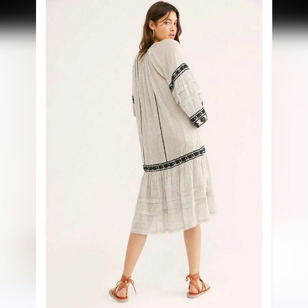 FREE PEOPLEFree People Vagabond Maxi Top Dress 100% Cotton Black & White Size L - Picture 2 of 15